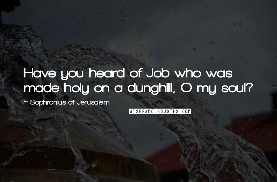 Sophronius Of Jerusalem Quotes: Have you heard of Job who was made holy on a dunghill, O my soul?