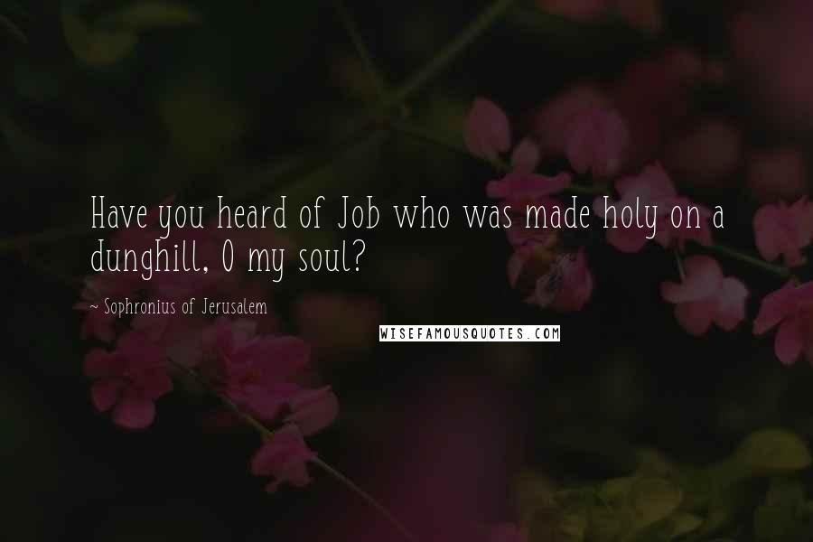 Sophronius Of Jerusalem Quotes: Have you heard of Job who was made holy on a dunghill, O my soul?