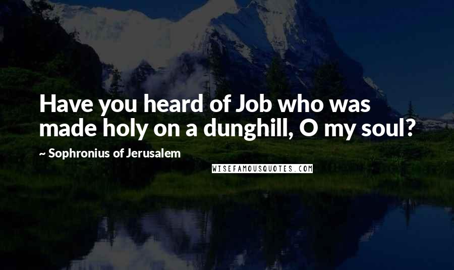 Sophronius Of Jerusalem Quotes: Have you heard of Job who was made holy on a dunghill, O my soul?