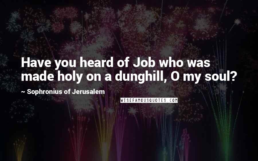 Sophronius Of Jerusalem Quotes: Have you heard of Job who was made holy on a dunghill, O my soul?