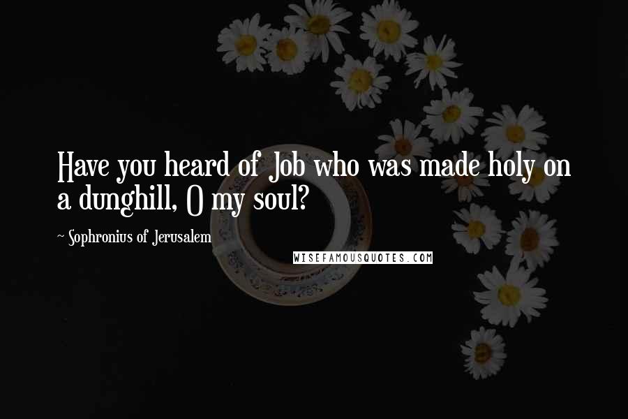 Sophronius Of Jerusalem Quotes: Have you heard of Job who was made holy on a dunghill, O my soul?