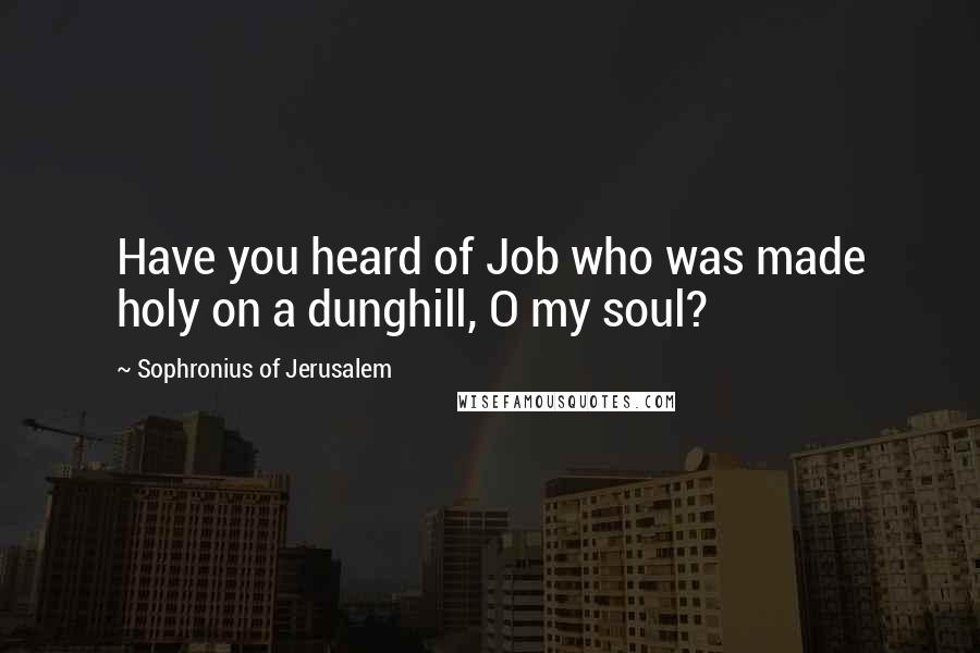 Sophronius Of Jerusalem Quotes: Have you heard of Job who was made holy on a dunghill, O my soul?