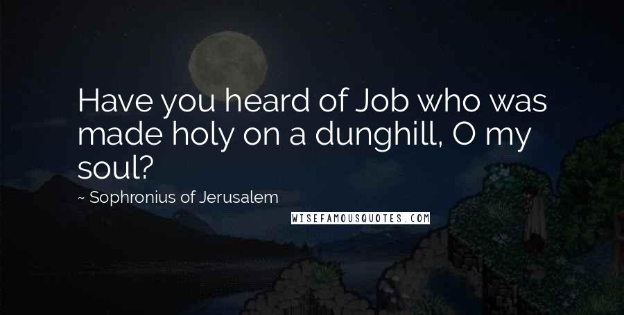 Sophronius Of Jerusalem Quotes: Have you heard of Job who was made holy on a dunghill, O my soul?