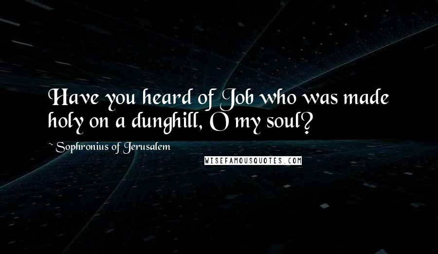 Sophronius Of Jerusalem Quotes: Have you heard of Job who was made holy on a dunghill, O my soul?