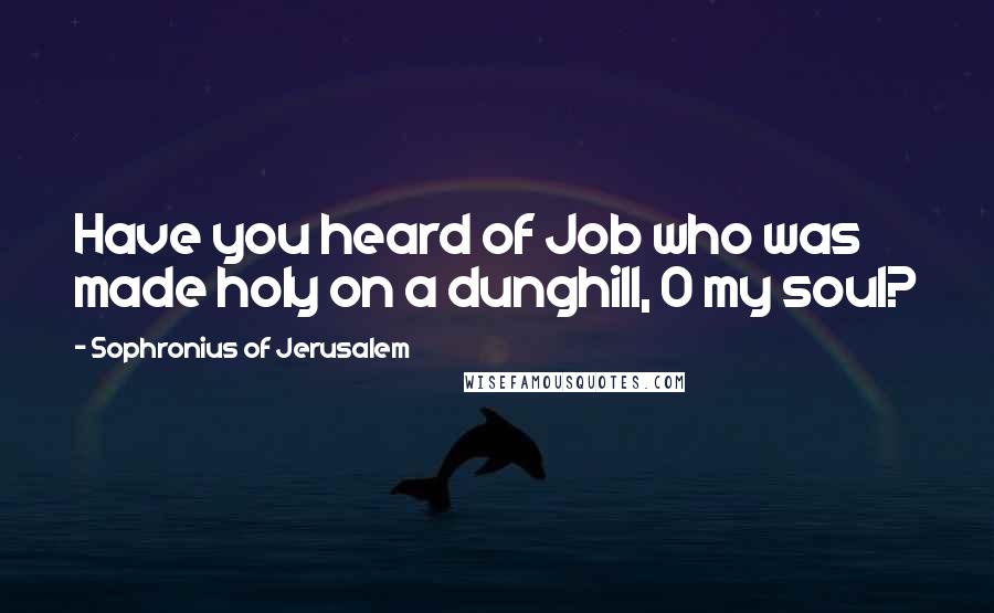 Sophronius Of Jerusalem Quotes: Have you heard of Job who was made holy on a dunghill, O my soul?