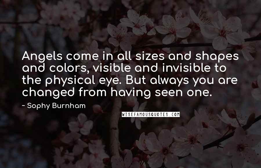 Sophy Burnham Quotes: Angels come in all sizes and shapes and colors, visible and invisible to the physical eye. But always you are changed from having seen one.