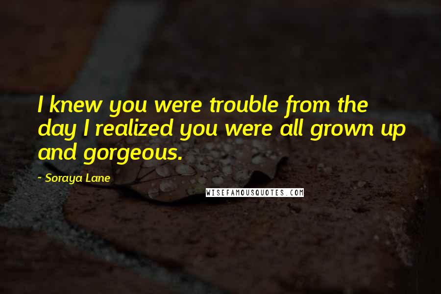 Soraya Lane Quotes: I knew you were trouble from the day I realized you were all grown up and gorgeous.