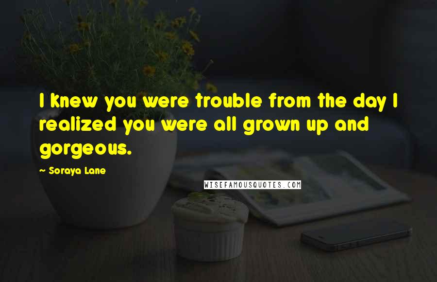 Soraya Lane Quotes: I knew you were trouble from the day I realized you were all grown up and gorgeous.