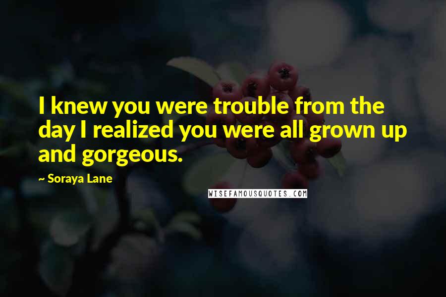 Soraya Lane Quotes: I knew you were trouble from the day I realized you were all grown up and gorgeous.