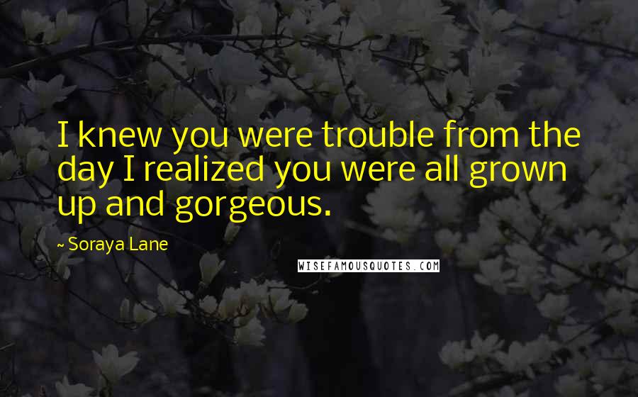 Soraya Lane Quotes: I knew you were trouble from the day I realized you were all grown up and gorgeous.