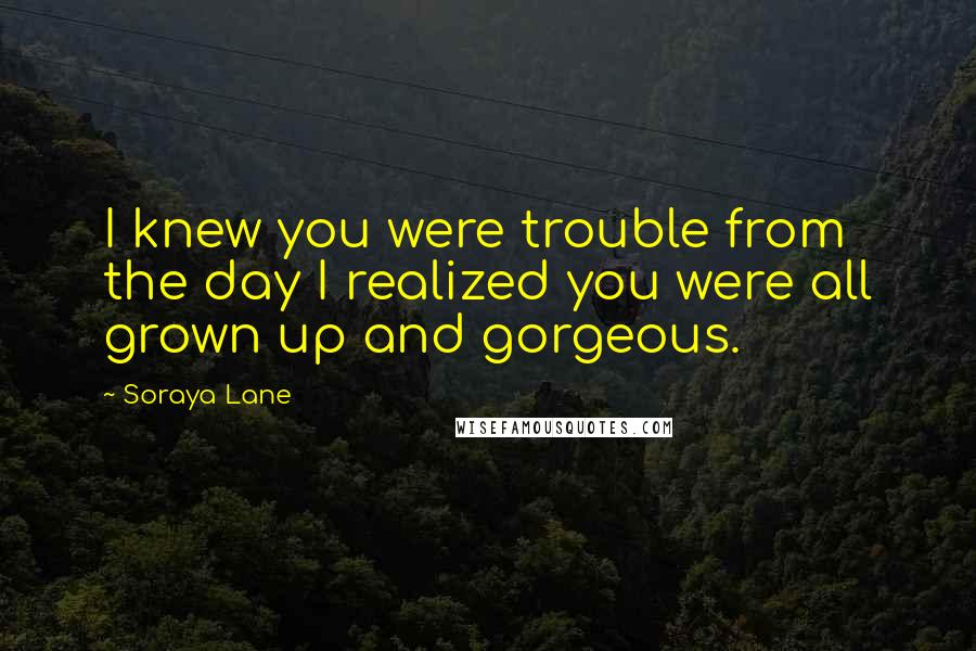 Soraya Lane Quotes: I knew you were trouble from the day I realized you were all grown up and gorgeous.