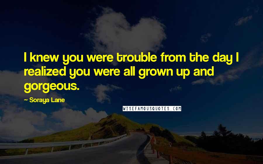 Soraya Lane Quotes: I knew you were trouble from the day I realized you were all grown up and gorgeous.