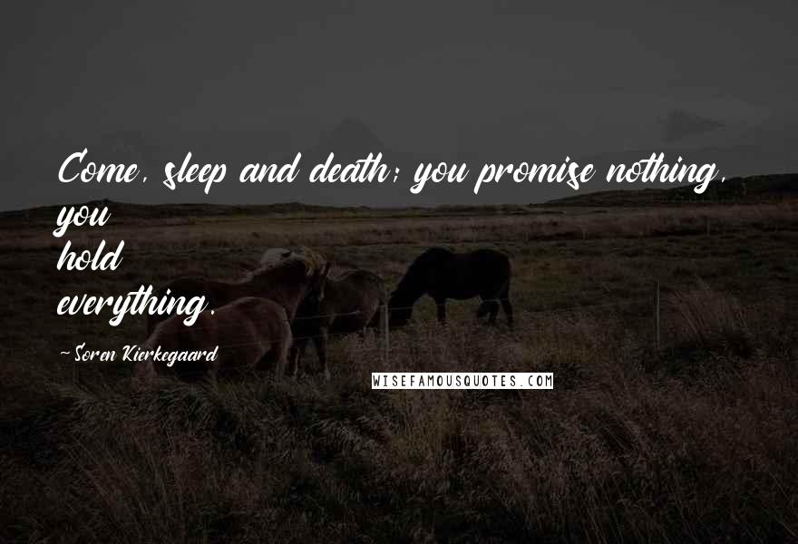 Soren Kierkegaard Quotes: Come, sleep and death; you promise nothing, you hold everything.