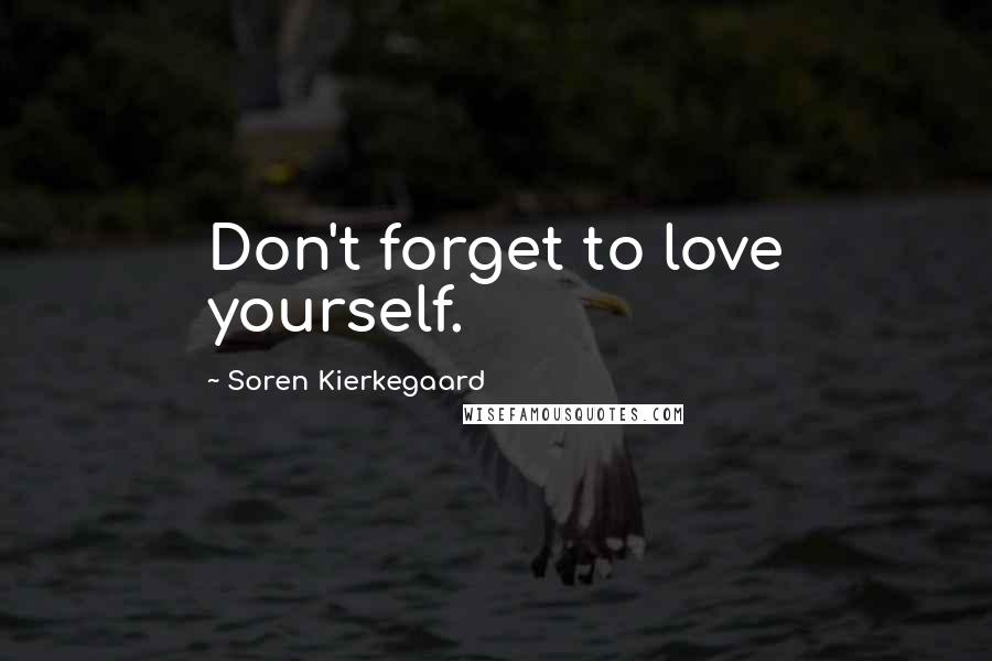 Soren Kierkegaard Quotes: Don't forget to love yourself.