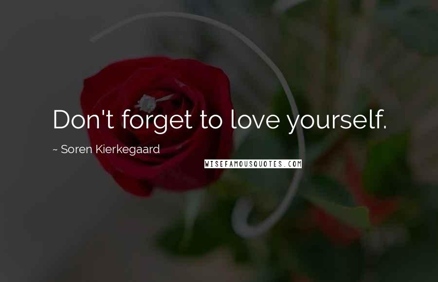 Soren Kierkegaard Quotes: Don't forget to love yourself.