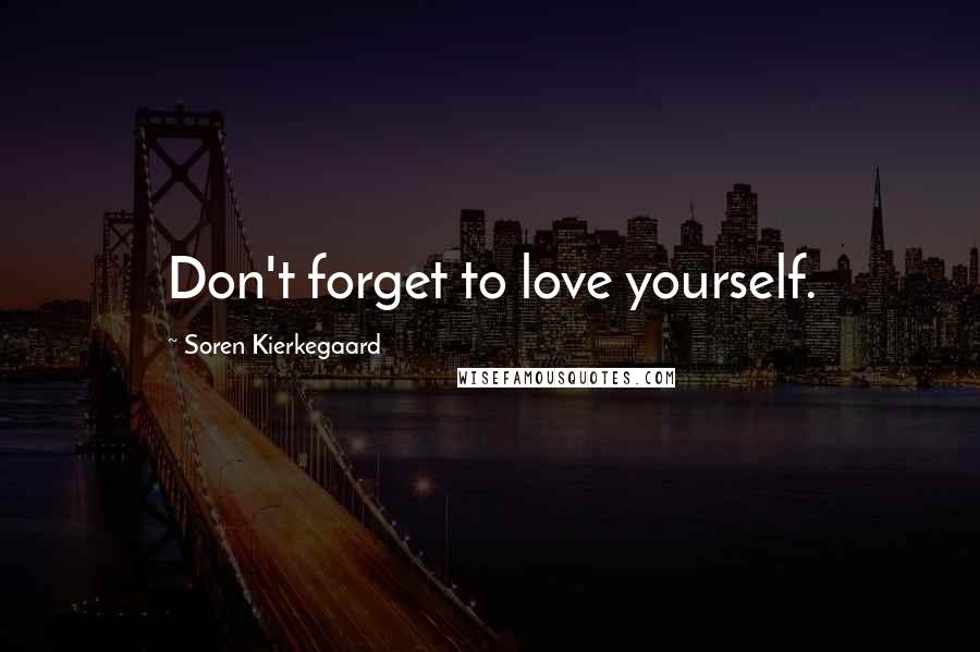 Soren Kierkegaard Quotes: Don't forget to love yourself.