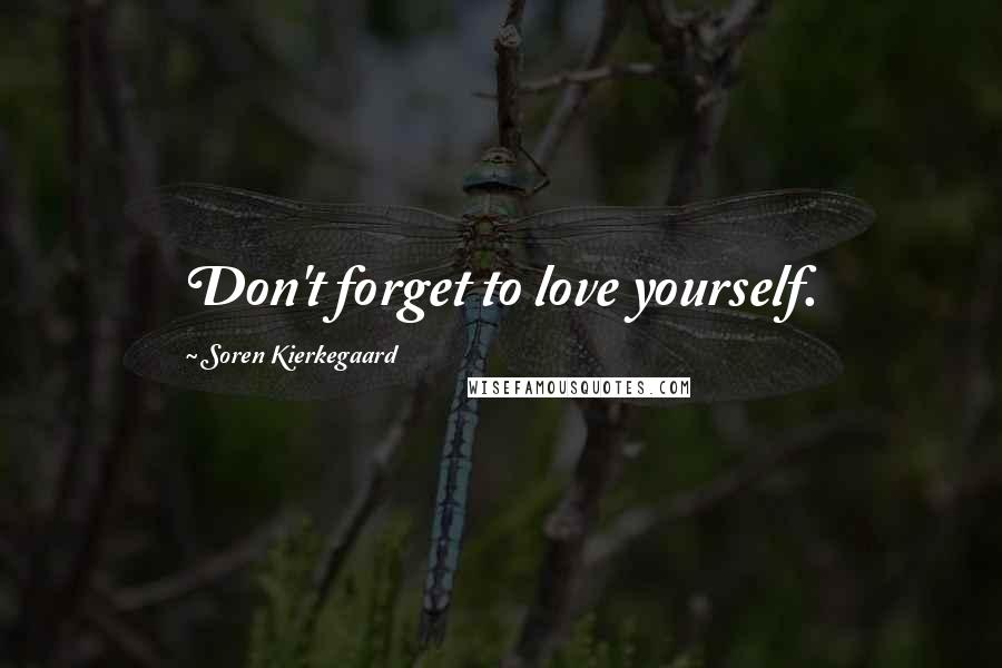 Soren Kierkegaard Quotes: Don't forget to love yourself.