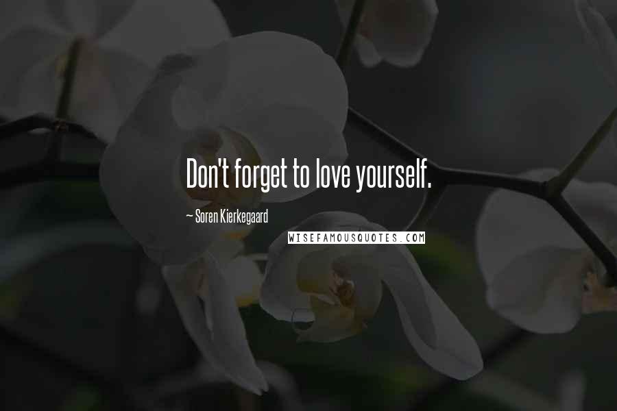 Soren Kierkegaard Quotes: Don't forget to love yourself.