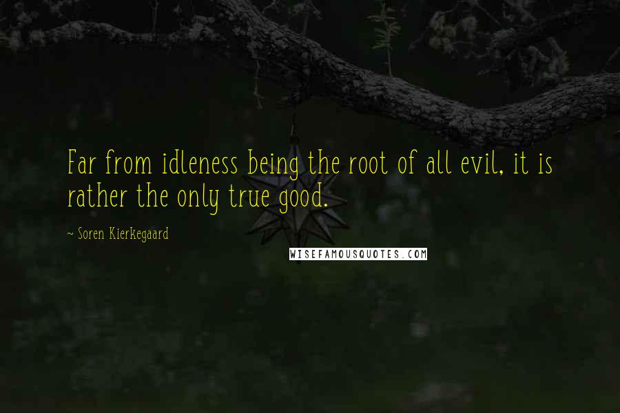 Soren Kierkegaard Quotes: Far from idleness being the root of all evil, it is rather the only true good.