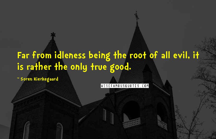 Soren Kierkegaard Quotes: Far from idleness being the root of all evil, it is rather the only true good.