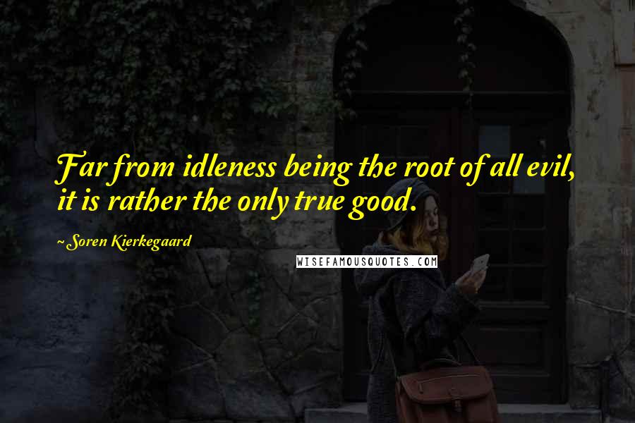 Soren Kierkegaard Quotes: Far from idleness being the root of all evil, it is rather the only true good.