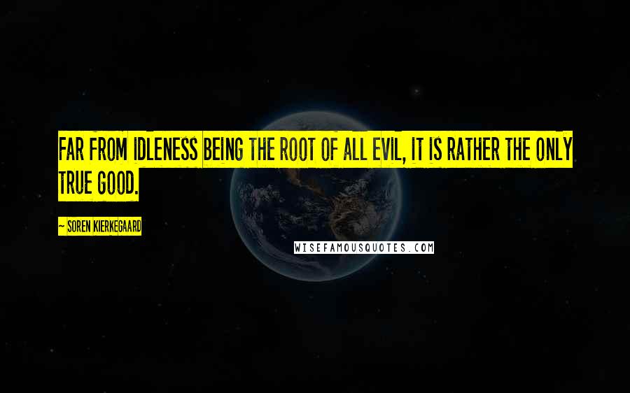 Soren Kierkegaard Quotes: Far from idleness being the root of all evil, it is rather the only true good.