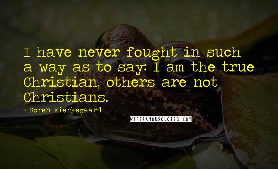 Soren Kierkegaard Quotes: I have never fought in such a way as to say: I am the true Christian, others are not Christians.