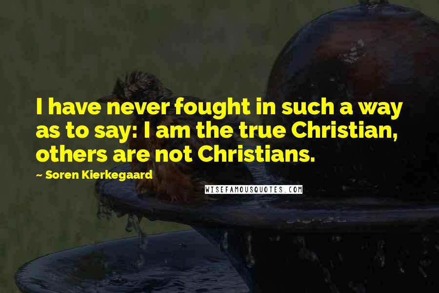 Soren Kierkegaard Quotes: I have never fought in such a way as to say: I am the true Christian, others are not Christians.
