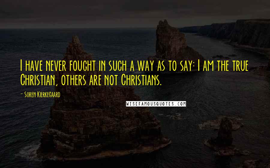 Soren Kierkegaard Quotes: I have never fought in such a way as to say: I am the true Christian, others are not Christians.