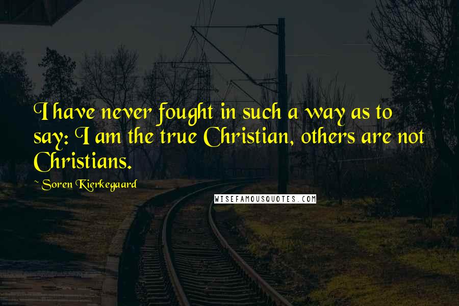 Soren Kierkegaard Quotes: I have never fought in such a way as to say: I am the true Christian, others are not Christians.