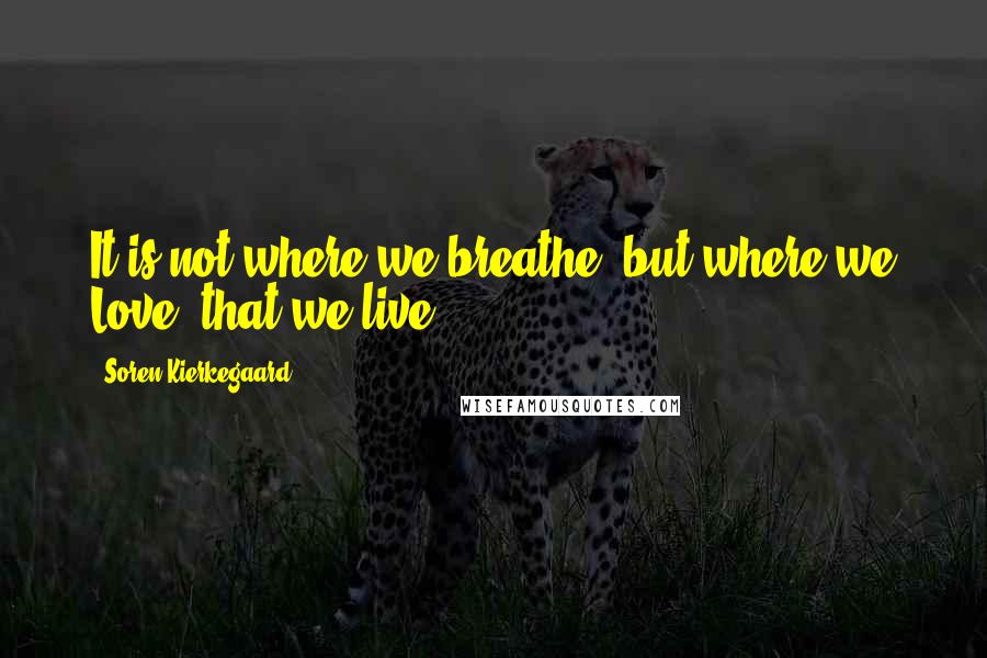 Soren Kierkegaard Quotes: It is not where we breathe, but where we Love, that we live.