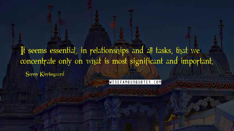 Soren Kierkegaard Quotes: It seems essential, in relationships and all tasks, that we concentrate only on what is most significant and important.