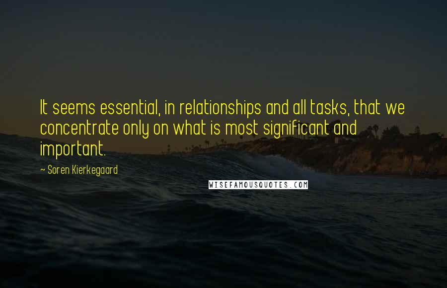 Soren Kierkegaard Quotes: It seems essential, in relationships and all tasks, that we concentrate only on what is most significant and important.