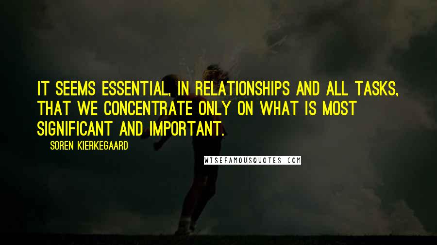 Soren Kierkegaard Quotes: It seems essential, in relationships and all tasks, that we concentrate only on what is most significant and important.