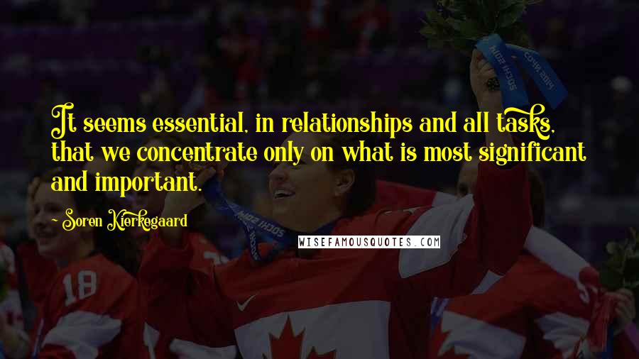 Soren Kierkegaard Quotes: It seems essential, in relationships and all tasks, that we concentrate only on what is most significant and important.