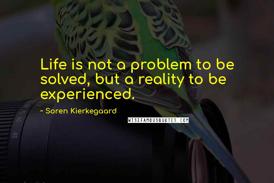 Soren Kierkegaard Quotes: Life is not a problem to be solved, but a reality to be experienced.