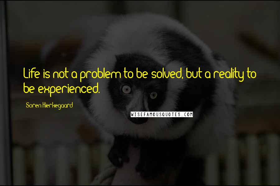 Soren Kierkegaard Quotes: Life is not a problem to be solved, but a reality to be experienced.