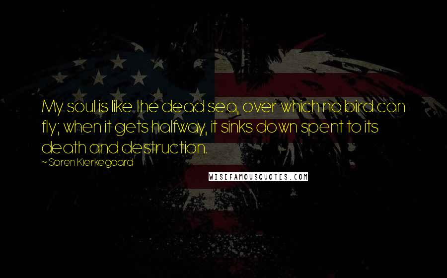 Soren Kierkegaard Quotes: My soul is like the dead sea, over which no bird can fly; when it gets halfway, it sinks down spent to its death and destruction.