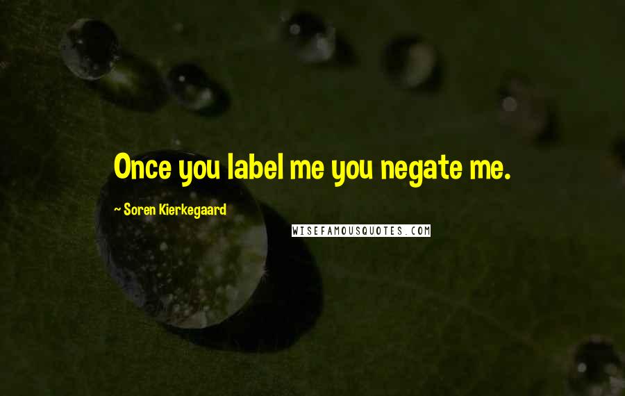 Soren Kierkegaard Quotes: Once you label me you negate me.