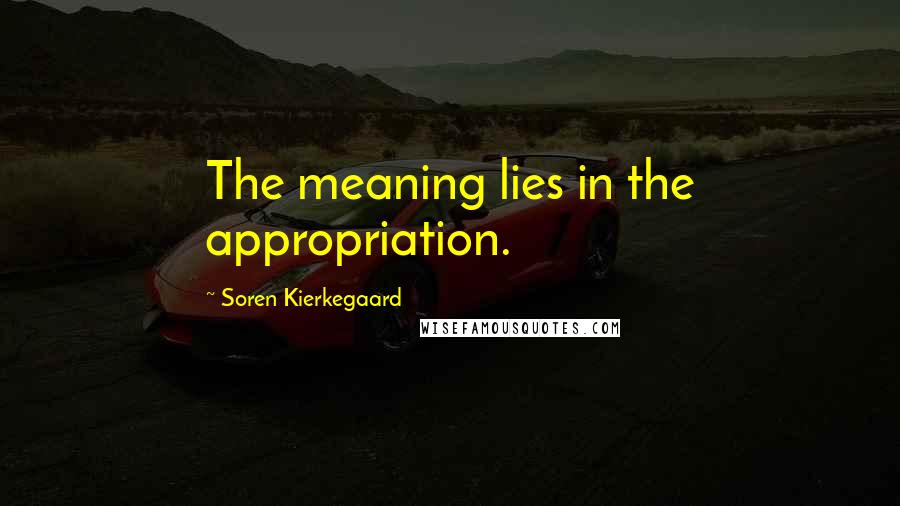 Soren Kierkegaard Quotes: The meaning lies in the appropriation.