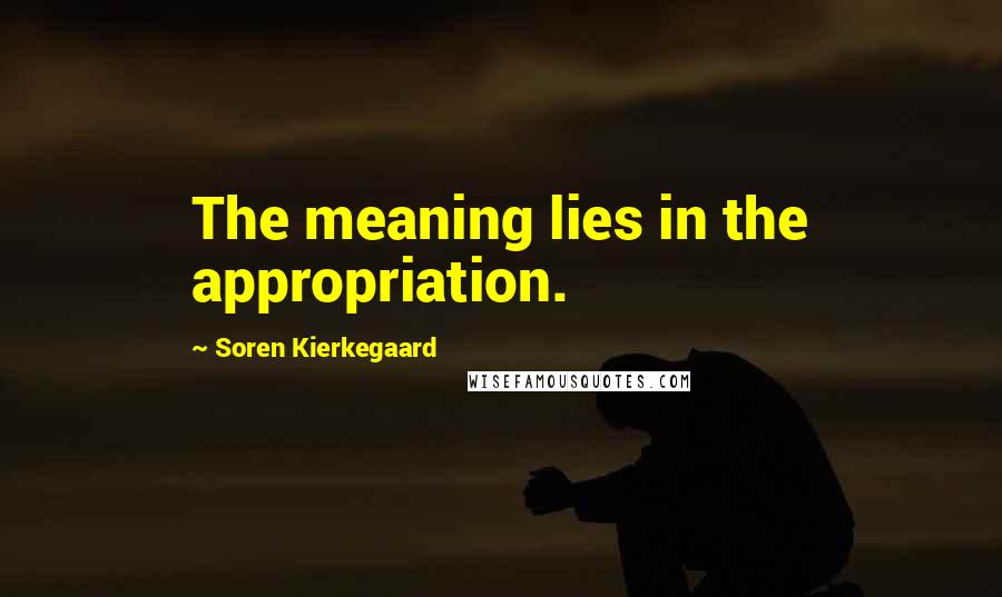 Soren Kierkegaard Quotes: The meaning lies in the appropriation.
