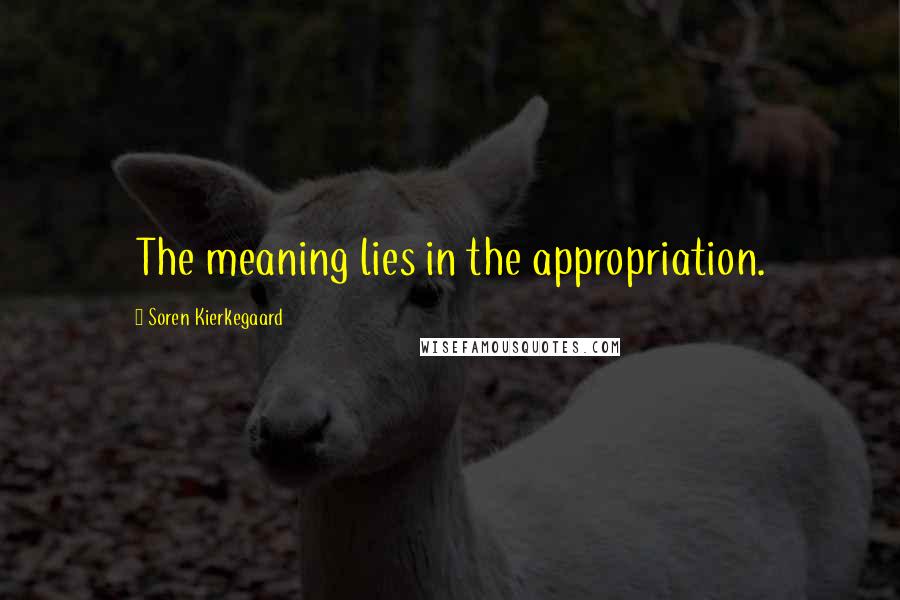 Soren Kierkegaard Quotes: The meaning lies in the appropriation.