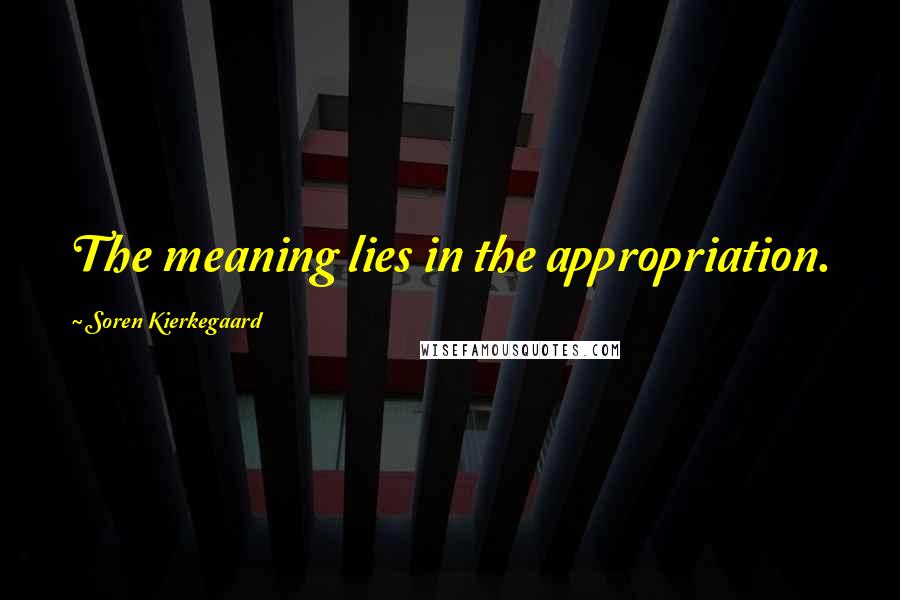 Soren Kierkegaard Quotes: The meaning lies in the appropriation.