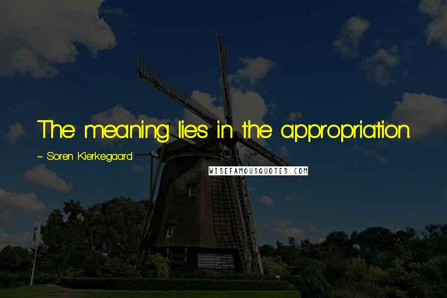 Soren Kierkegaard Quotes: The meaning lies in the appropriation.