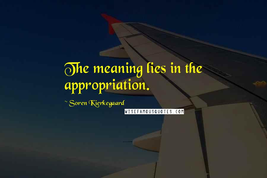 Soren Kierkegaard Quotes: The meaning lies in the appropriation.
