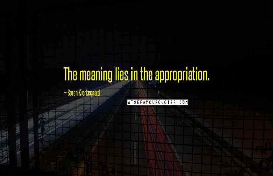 Soren Kierkegaard Quotes: The meaning lies in the appropriation.