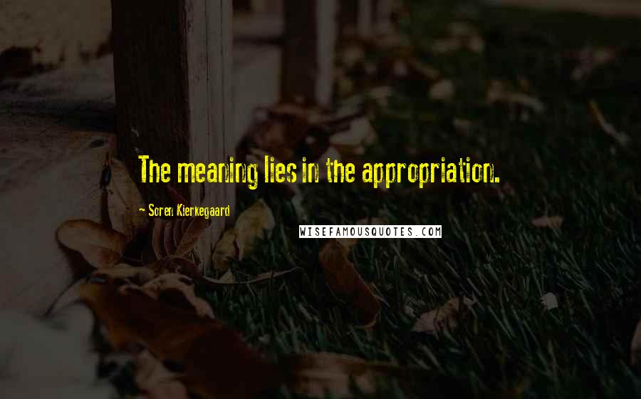 Soren Kierkegaard Quotes: The meaning lies in the appropriation.