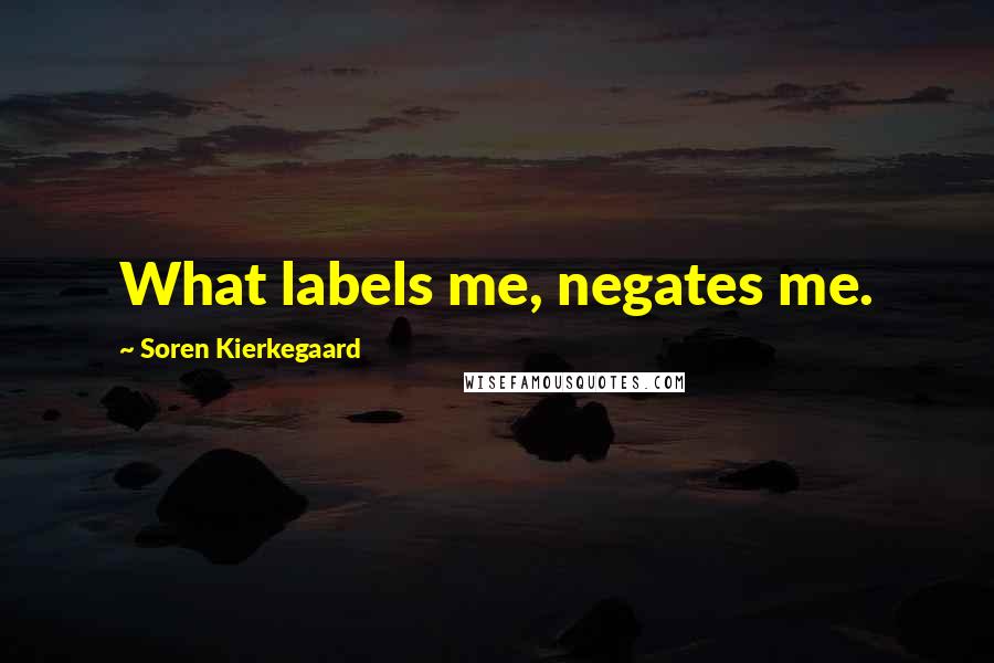 Soren Kierkegaard Quotes: What labels me, negates me.