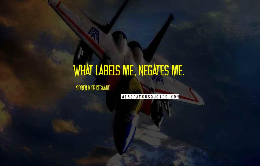 Soren Kierkegaard Quotes: What labels me, negates me.