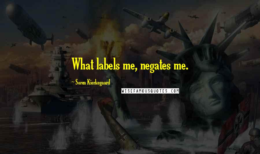 Soren Kierkegaard Quotes: What labels me, negates me.